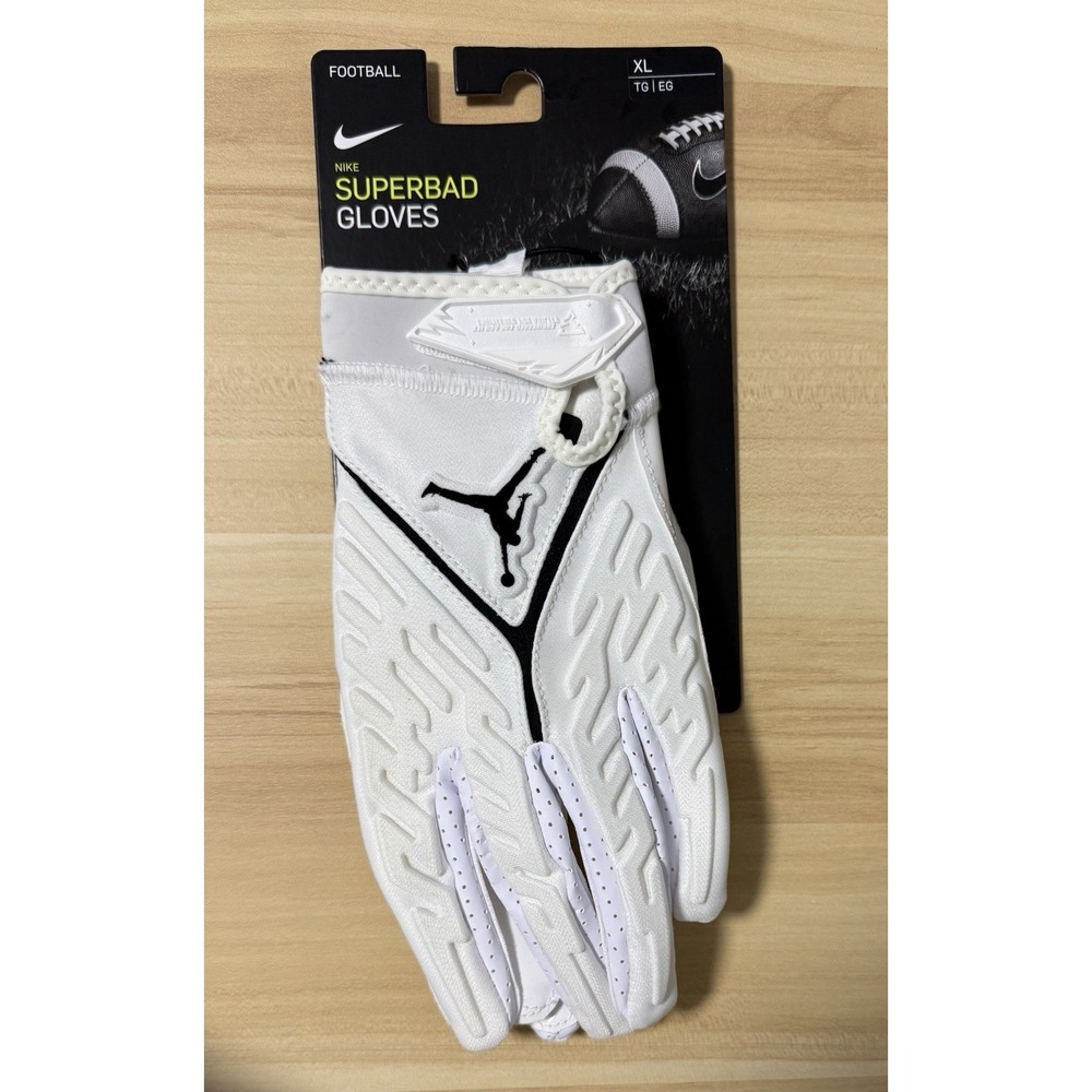 Nike Air Jordan Superbad 6.0 Football Gloves White Black DX4476-102 Size XL NEW